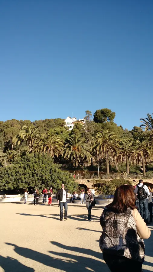 Golden-hour view over Barcelona from Park Güell