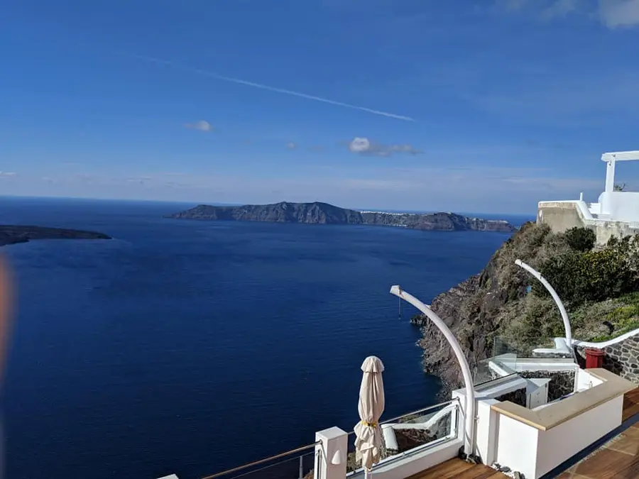 Santorini's whitewashed cliffs above the caldera, Greece