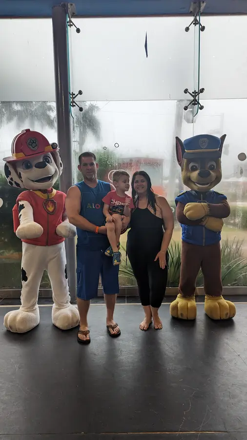 A family meeting characters at a Punta Cana family resort