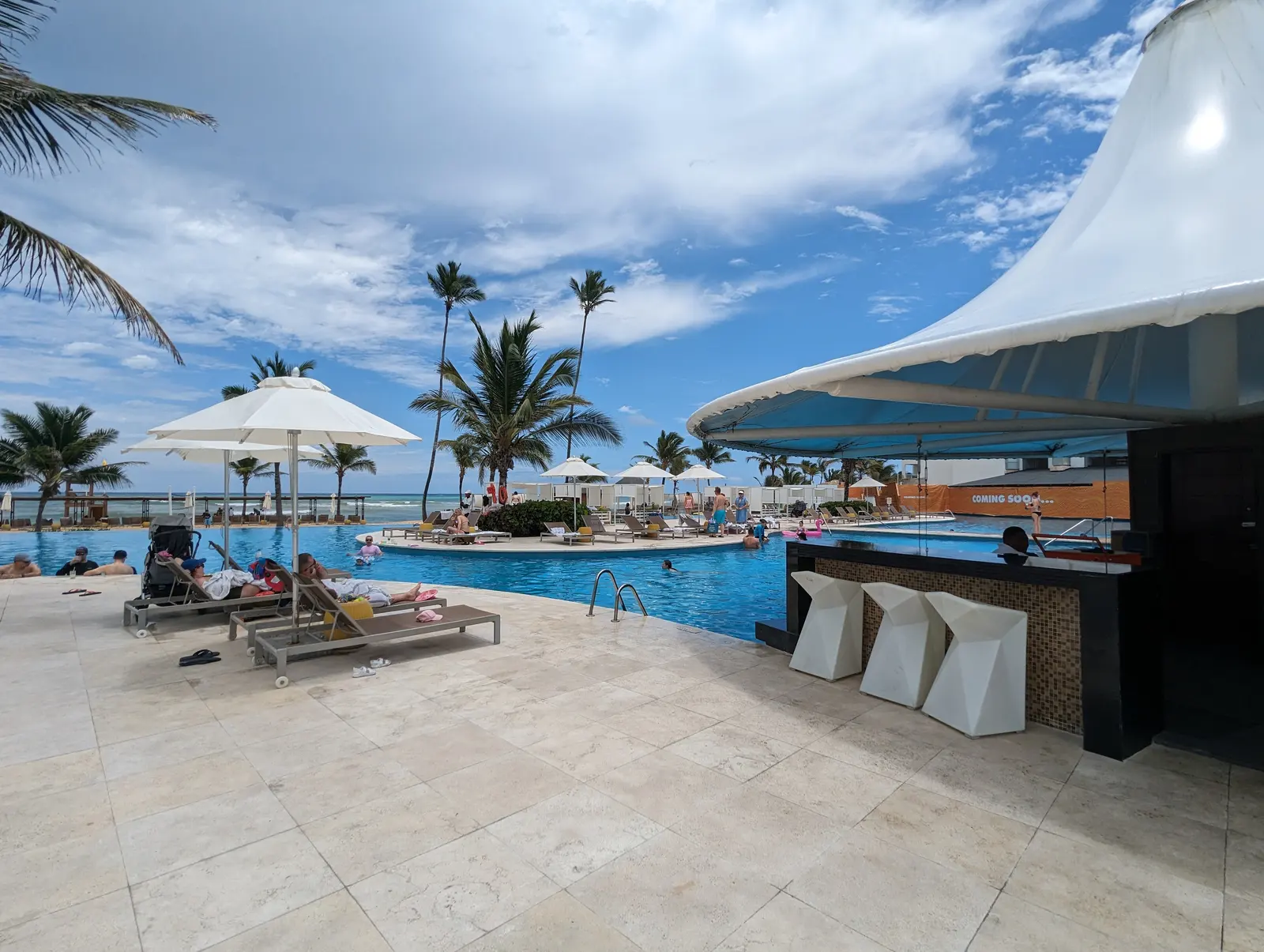 An infinity pool with a swim-up bar at a Punta Cana resort